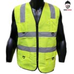 جلیقه ایمنی شبرنگ دار جیب دار سبز فسفری (کپی)