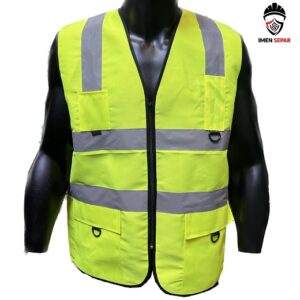 جلیقه ایمنی شبرنگ دار جیب دار سبز فسفری (کپی)